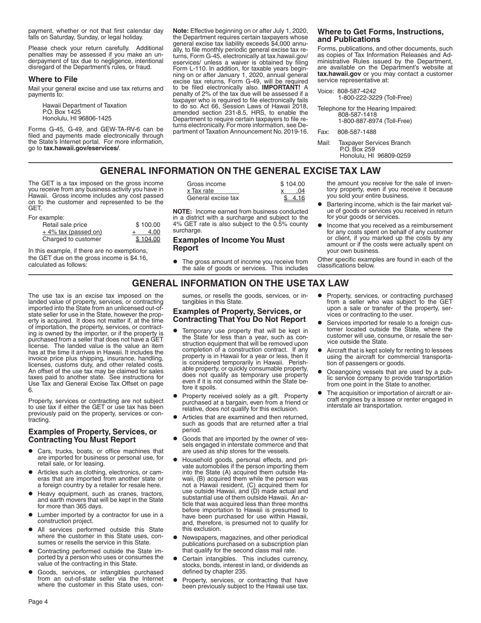 Instructions for Form G-45, G-49 - Hawaii, Page 4