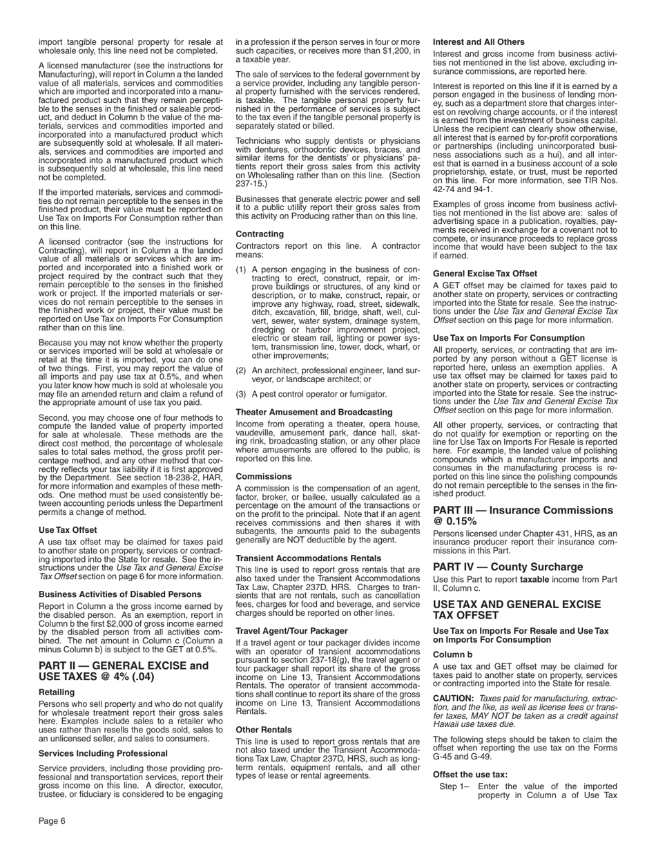 Instructions for Form G-45, G-49 - Hawaii, Page 6