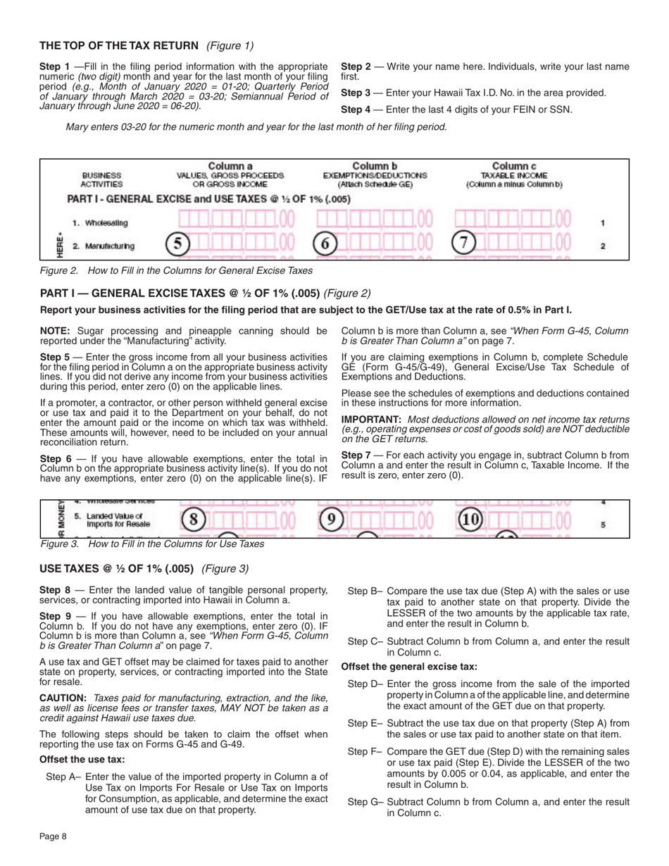 Instructions for Form G-45, G-49 - Hawaii, Page 8
