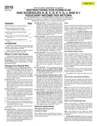 Document preview: Instructions for Form N-40 Schedule A, B, C, D, E, F, G, J, K-1 - Hawaii, 2019