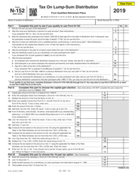 Form N-152 Tax on Lump-Sum Distributions - Hawaii