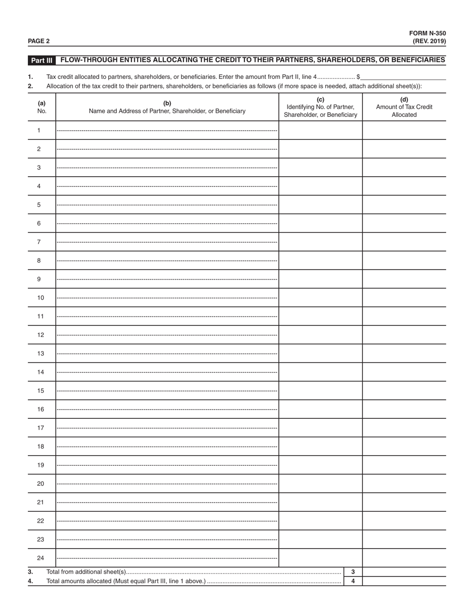 Form N-350 Cesspool Upgrade, Conversion or Connection Income Tax Credit - Hawaii, Page 2