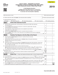 Document preview: Form N-615 Computation of Tax for Children Under Age 14 Who Have Investment Income of More Than $1,000 - Hawaii