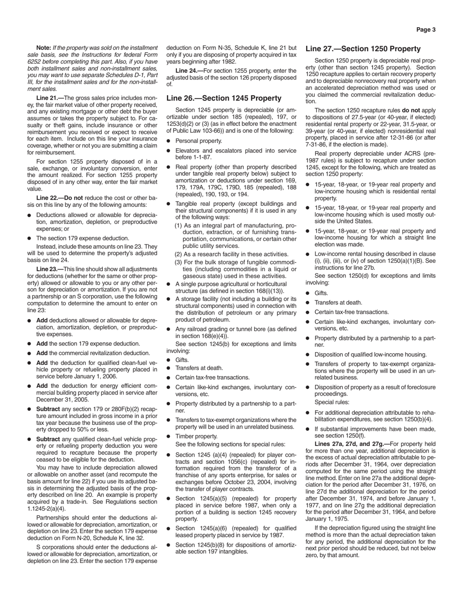 Instructions for Schedule D-1 Sales of Business Property - Hawaii, Page 3