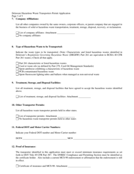 Hazardous Waste Transporter Permit Application - Delaware, Page 3