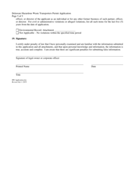 Hazardous Waste Transporter Permit Application - Delaware, Page 5