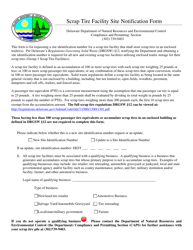 Document preview: Scrap Tire Facility Site Notification Form - Delaware