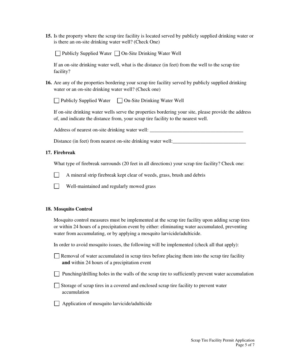 Scrap Tire Facility Permit Application - Delaware, Page 5