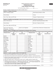 State Form 21926 Schedule LIC Enterprise Zone Loan Interest Tax Credit - Indiana