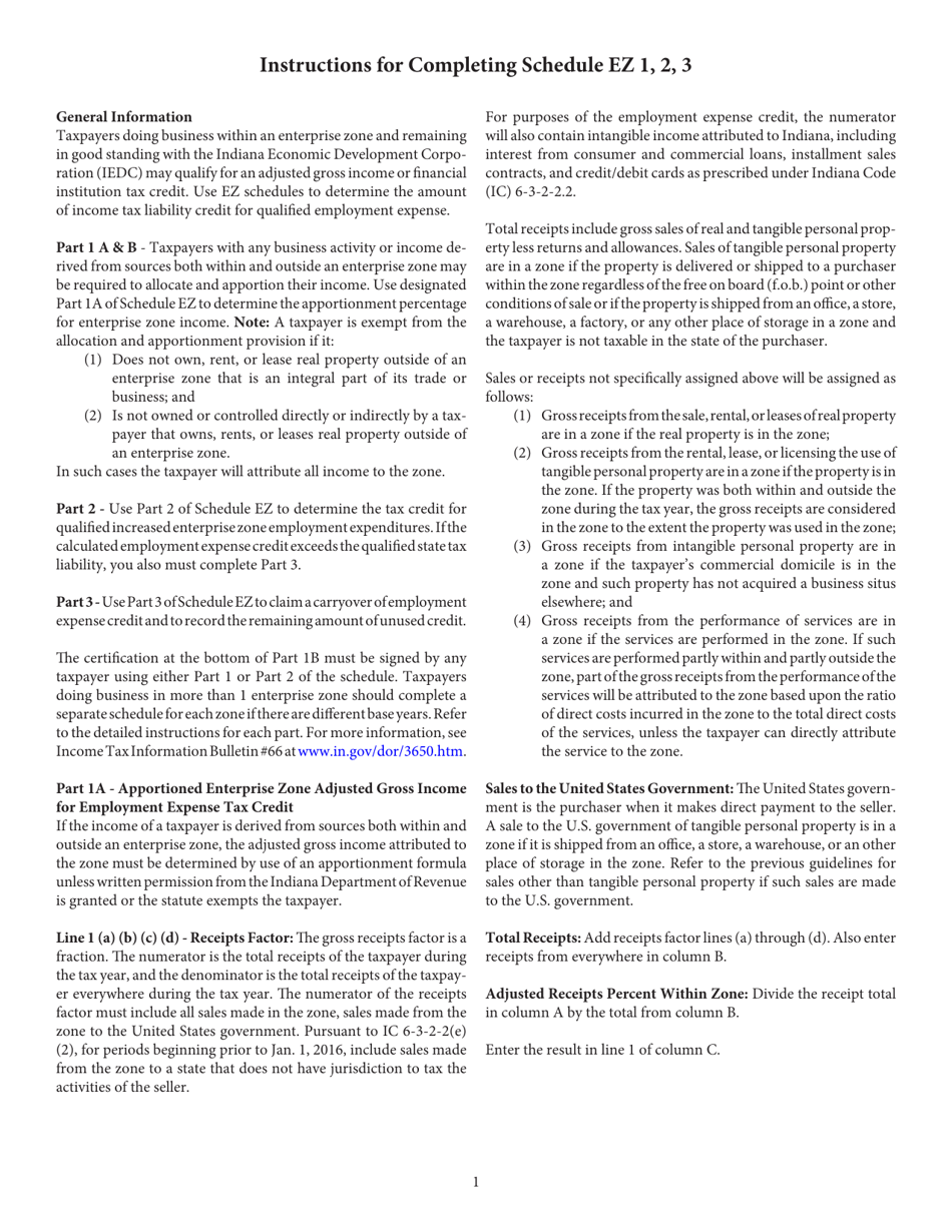 State Form 49178 Schedule EZ 1, 2, 3 - Indiana, Page 4