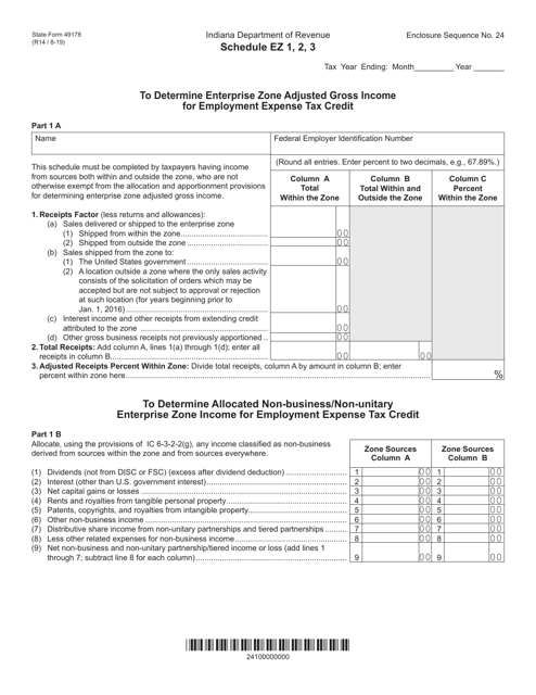 State Form 49178 Schedule EZ 1, 2, 3  Printable Pdf