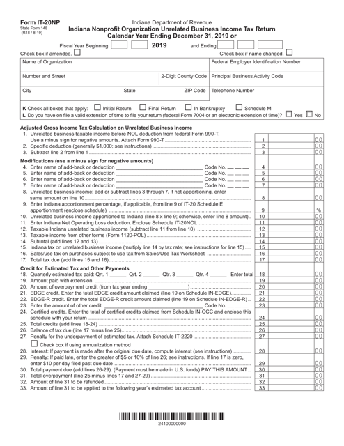 Form IT-20NP (State Form 148) 2019 Printable Pdf