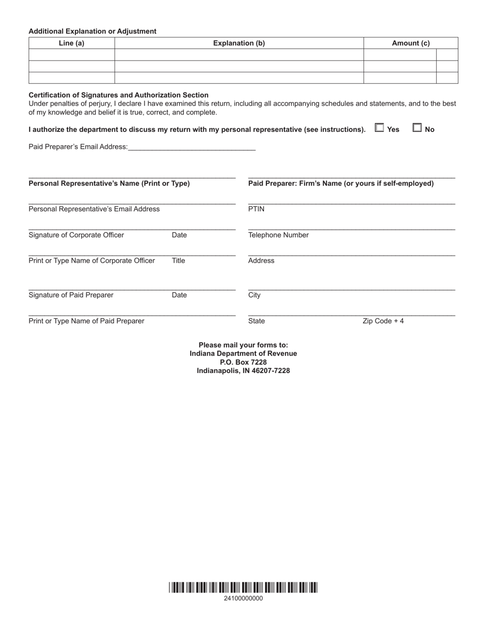 Form IT-20NP (State Form 148) Indiana Nonprofit Organization Unrelated Business Income Tax Return - Indiana, Page 2
