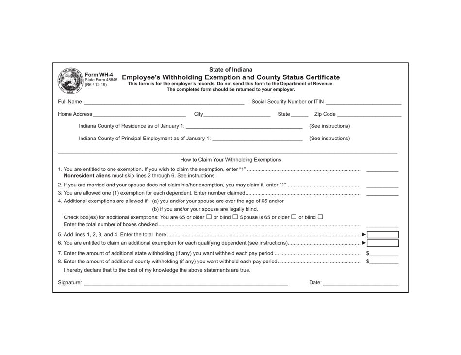 Form WH4 (State Form 48845) Fill Out, Sign Online and Download