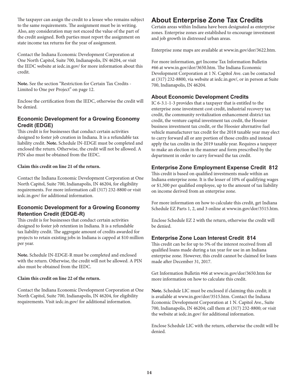 Instructions for Form IT-20NP, State Form 148 Indiana Nonprofit Organization Unrelated Business Income Tax Return - Indiana, Page 14