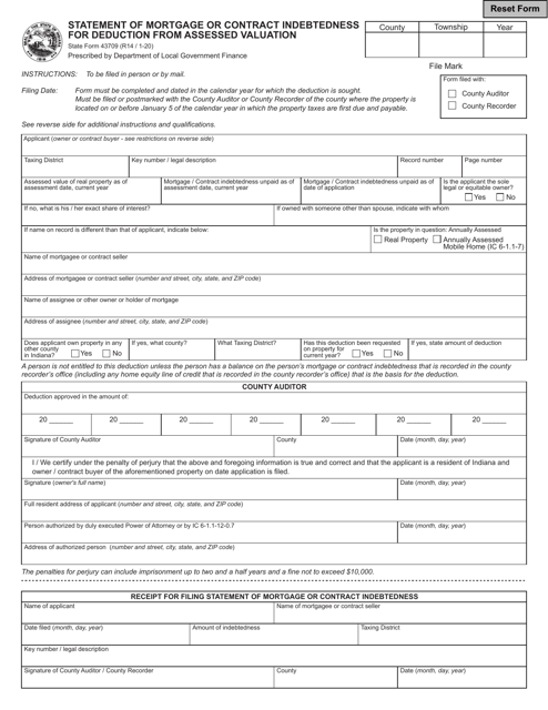 State Form 43709  Printable Pdf
