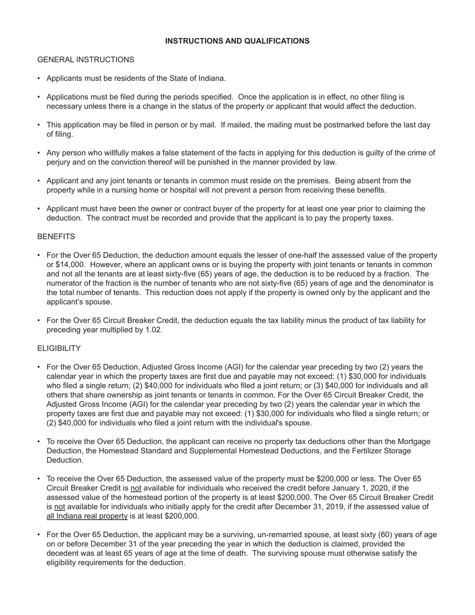 State Form 43708 Application for Senior Citizen Property Tax Benefits - Indiana, Page 2