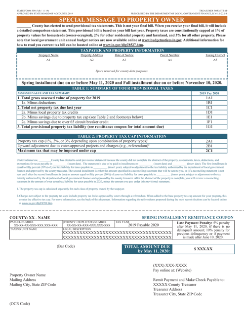 Form TS-1P (State Form 53915) Tax Statement - Indiana, 2020