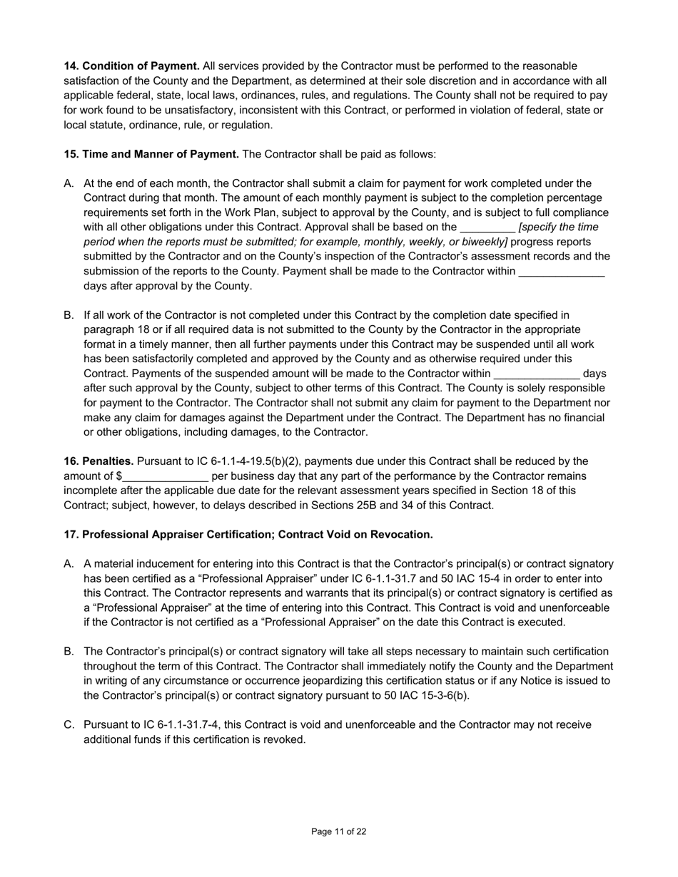 State Form 55930 Prescribed Contract for Annual Adjustments and Cyclical Reassessment - Indiana, Page 11