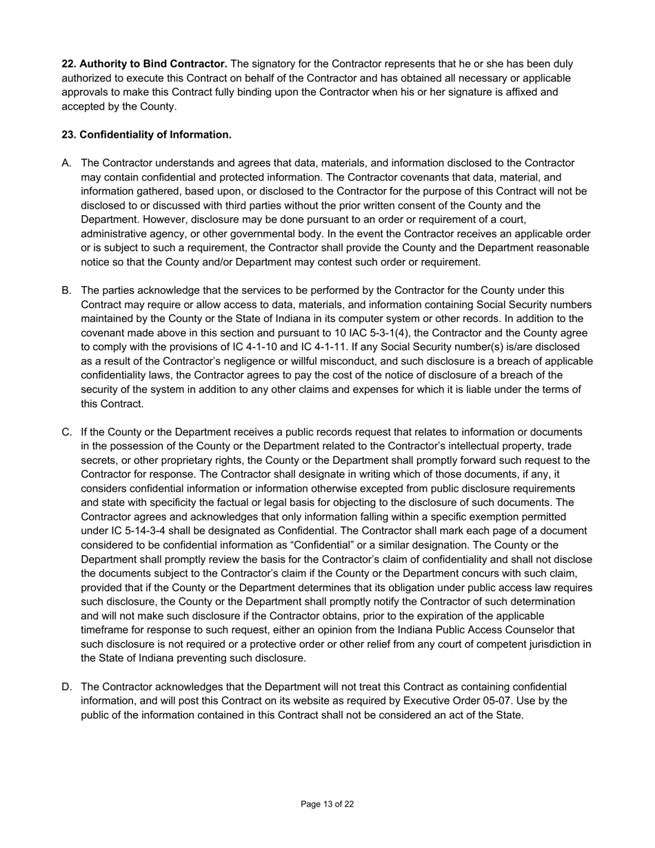 State Form 55930 Prescribed Contract for Annual Adjustments and Cyclical Reassessment - Indiana, Page 13