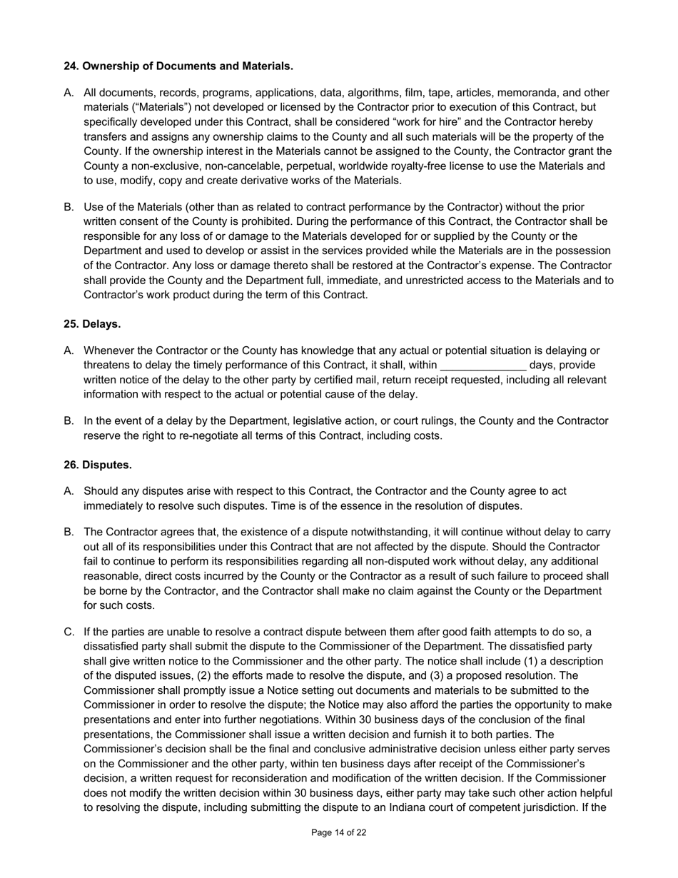 State Form 55930 Prescribed Contract for Annual Adjustments and Cyclical Reassessment - Indiana, Page 14