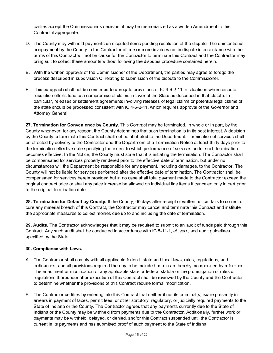 State Form 55930 Prescribed Contract for Annual Adjustments and Cyclical Reassessment - Indiana, Page 15