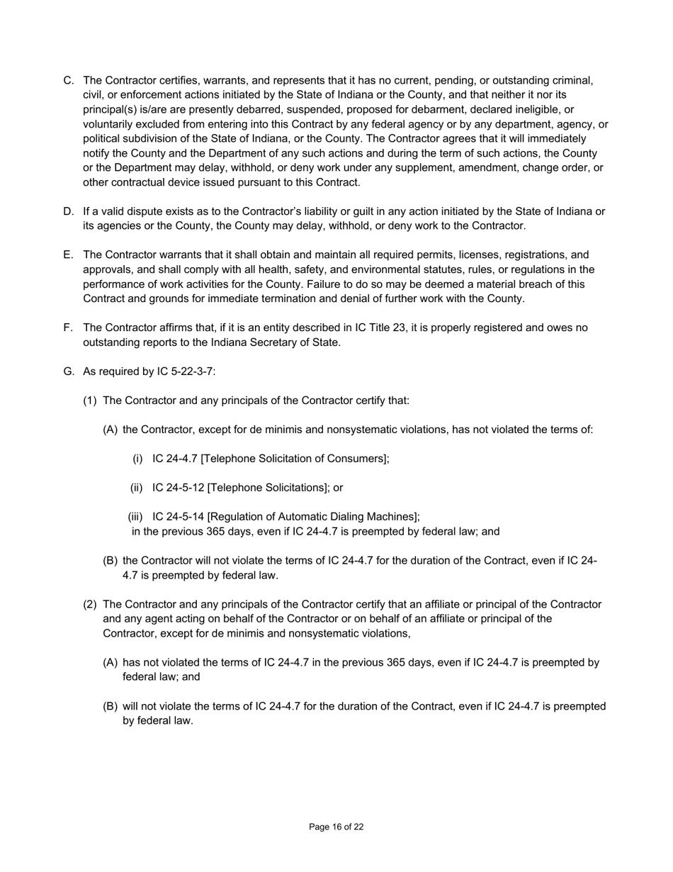 State Form 55930 Prescribed Contract for Annual Adjustments and Cyclical Reassessment - Indiana, Page 16