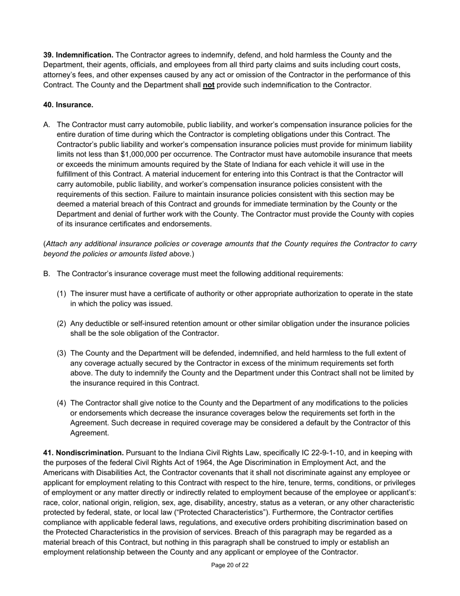 State Form 55930 Prescribed Contract for Annual Adjustments and Cyclical Reassessment - Indiana, Page 20