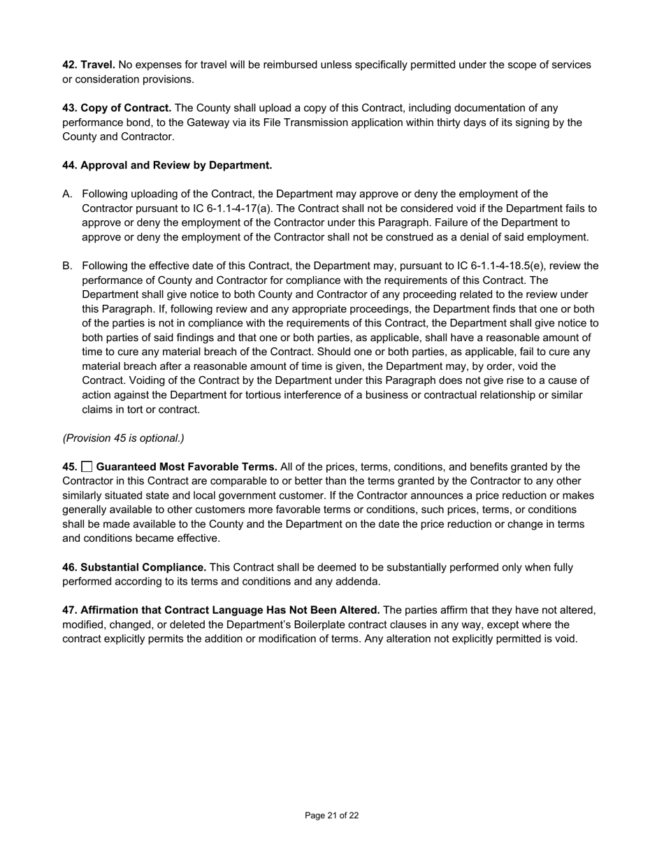 State Form 55930 Prescribed Contract for Annual Adjustments and Cyclical Reassessment - Indiana, Page 21