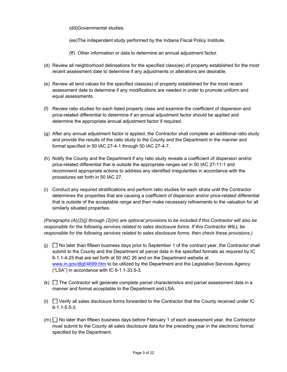 State Form 55930 Prescribed Contract for Annual Adjustments and Cyclical Reassessment - Indiana, Page 3