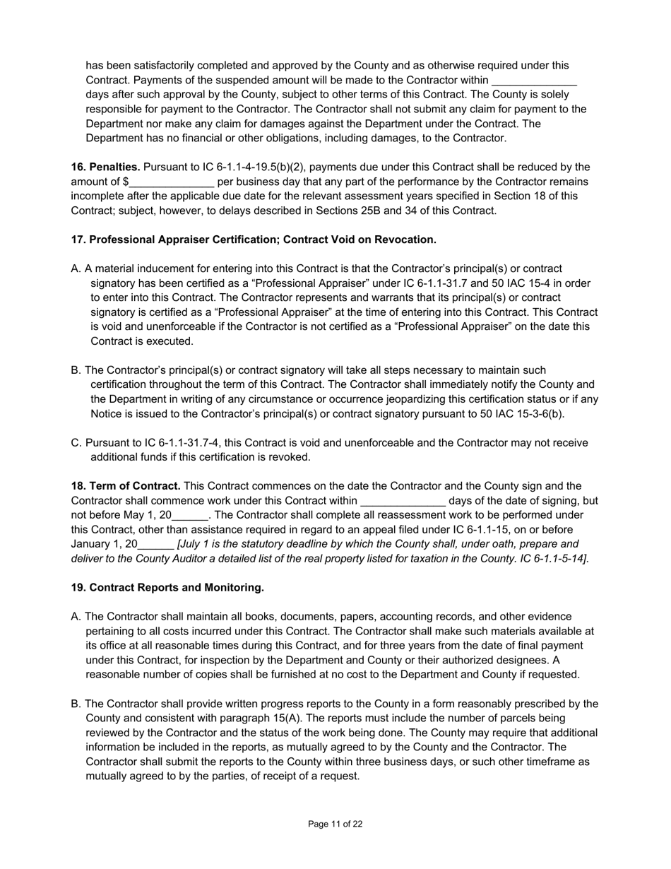 State Form 55932 Prescribed Contract for Cyclical Reassessment - Indiana, Page 11