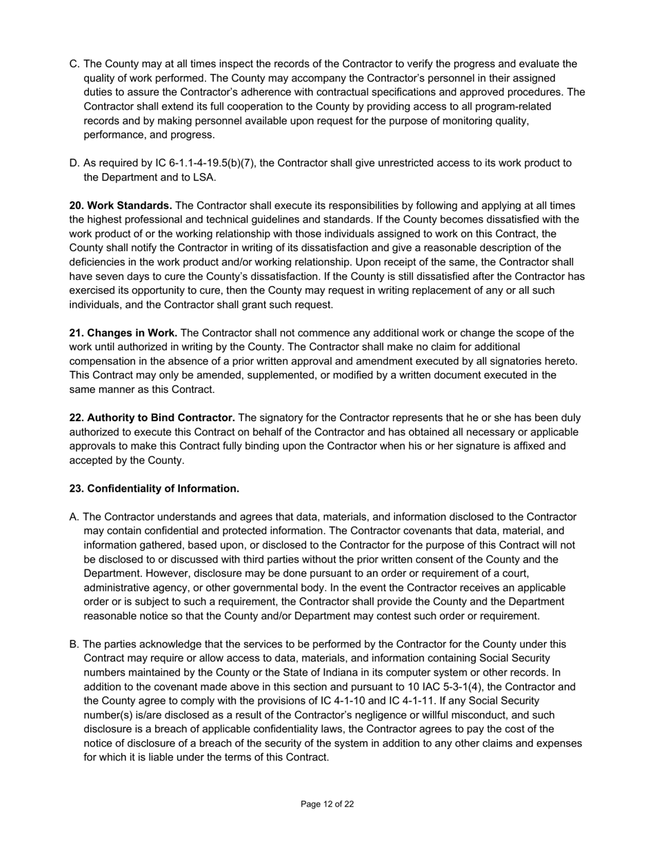State Form 55932 Prescribed Contract for Cyclical Reassessment - Indiana, Page 12