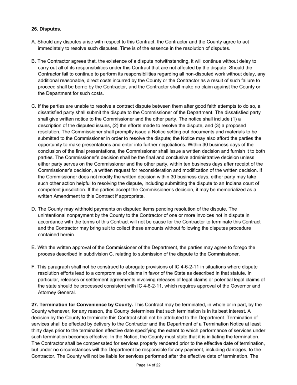 State Form 55932 Prescribed Contract for Cyclical Reassessment - Indiana, Page 14