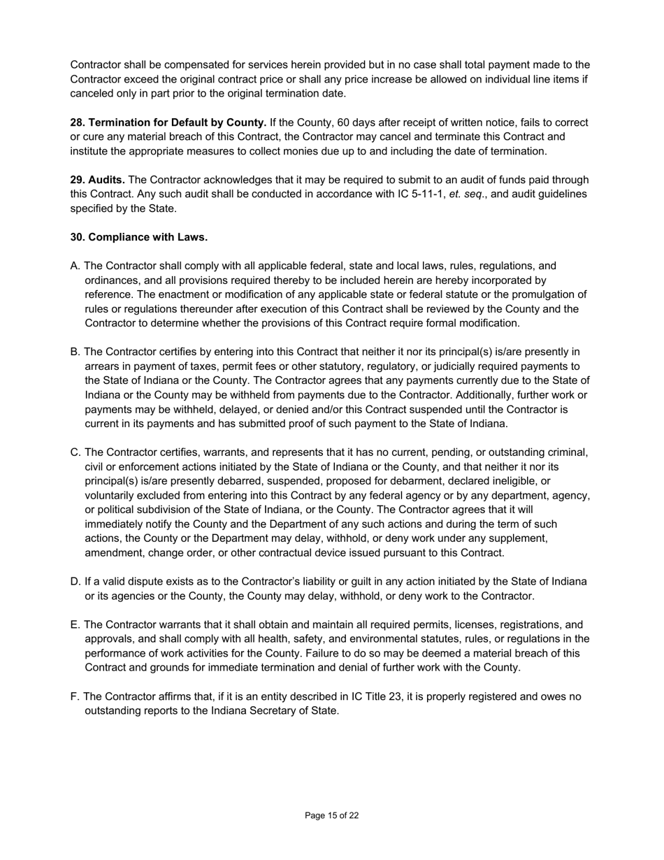 State Form 55932 Prescribed Contract for Cyclical Reassessment - Indiana, Page 15