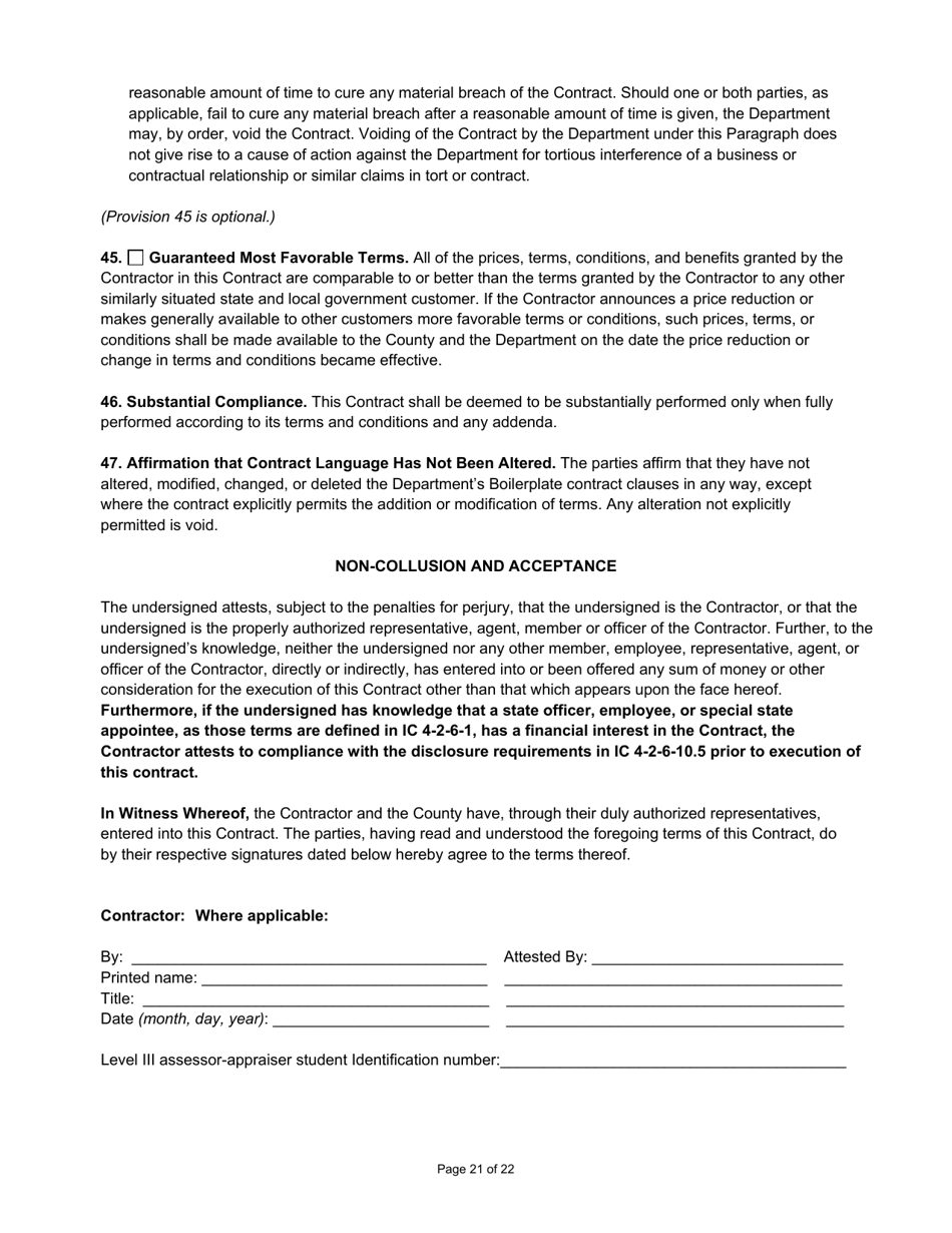 State Form 55932 Prescribed Contract for Cyclical Reassessment - Indiana, Page 21