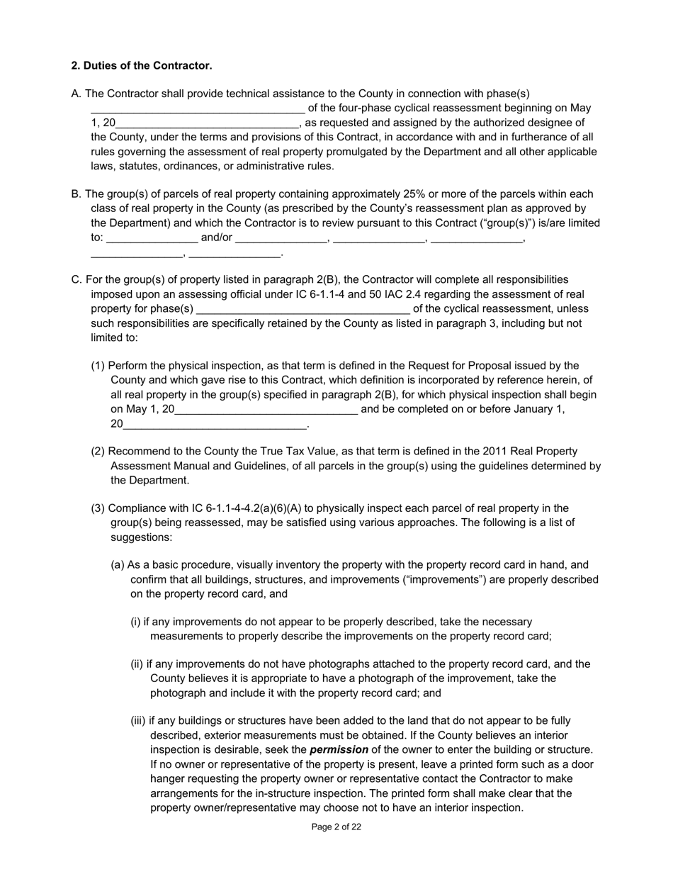 State Form 55932 Prescribed Contract for Cyclical Reassessment - Indiana, Page 2