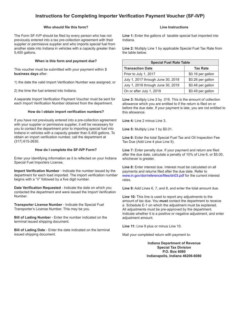 Form SF-IVP (State Form 46635) Important Verification Payment Voucher - Indiana, Page 2