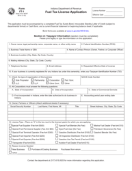 Form FT-1 (State Form 46297) Fuel Tax License Application - Indiana