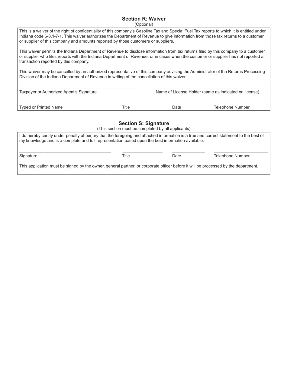 Form FT-1 (State Form 46297) Fuel Tax License Application - Indiana, Page 7