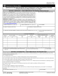 VA Form 21P-4718A Certificate of Balance on Deposit and Authorization to Disclose Financial Records