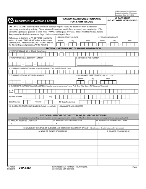 VA Form 21P-4165  Printable Pdf