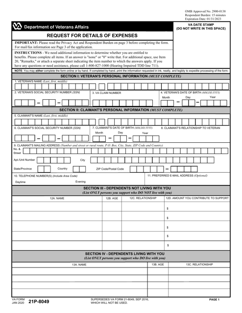 VA Form 21P-8049  Printable Pdf