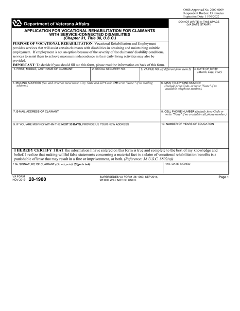VA Form 28-1900  Printable Pdf