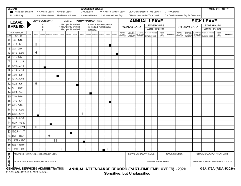 GSA Form 873A 2020 Printable Pdf