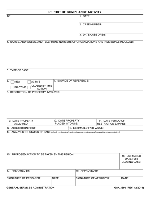 GSA Form 3396 - Fill Out, Sign Online and Download Fillable PDF ...