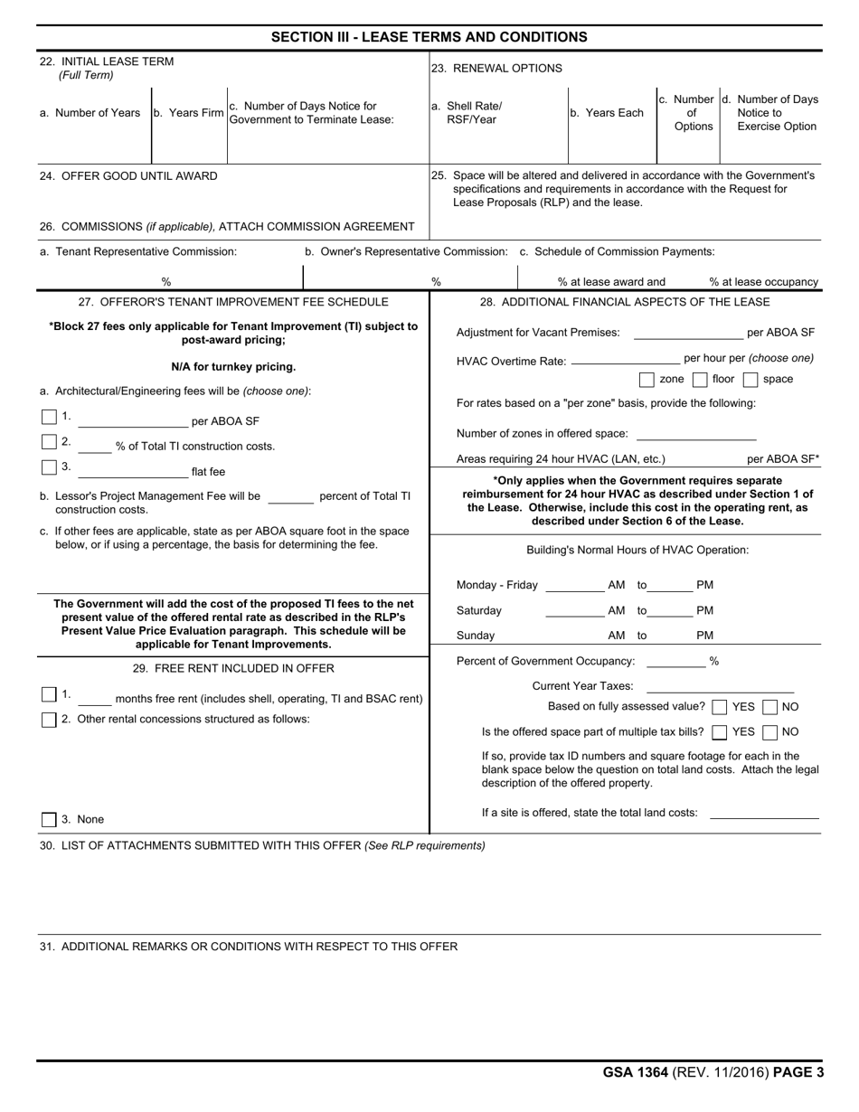 GSA Form 1364 Proposal to Lease Space, Page 3
