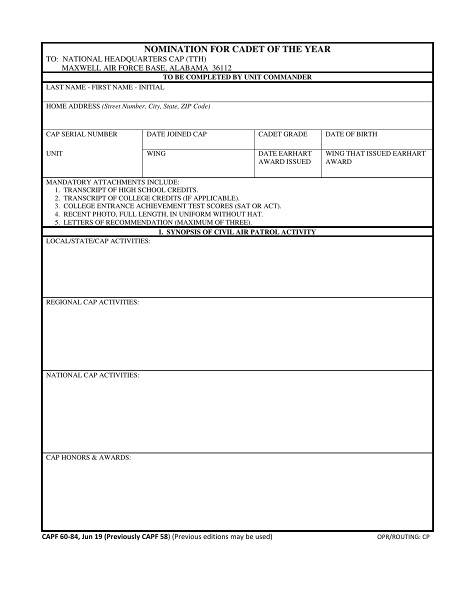 Form Capf60 84 Fill Out Sign Online And Download Fillable Pdf Templateroller 8678
