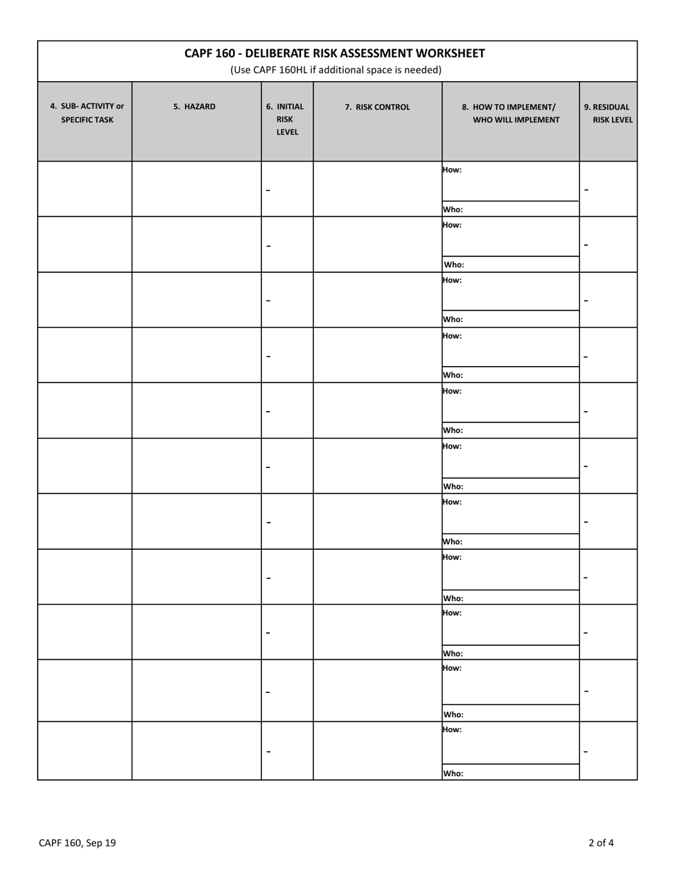 Form CAPF160 - Fill Out, Sign Online And Download Fillable PDF ...