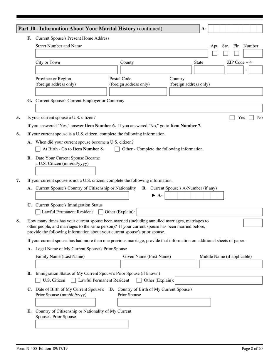 Uscis Form N 400 Download Fillable Pdf Or Fill Online Application For