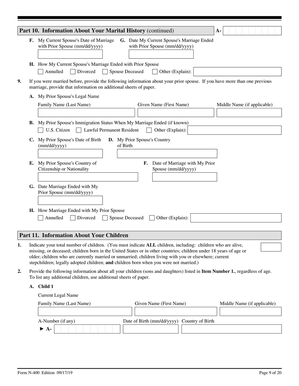 Uscis Form N 400 Download Fillable Pdf Or Fill Online Application For